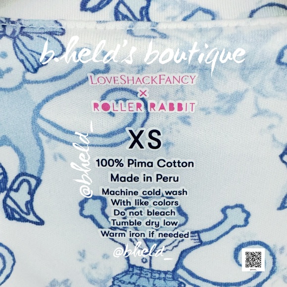 Roller Rabbit x LoveShackFancy Pastiche De Monkey Polo Pajamas in Blue Size XS - Picture 9 of 14